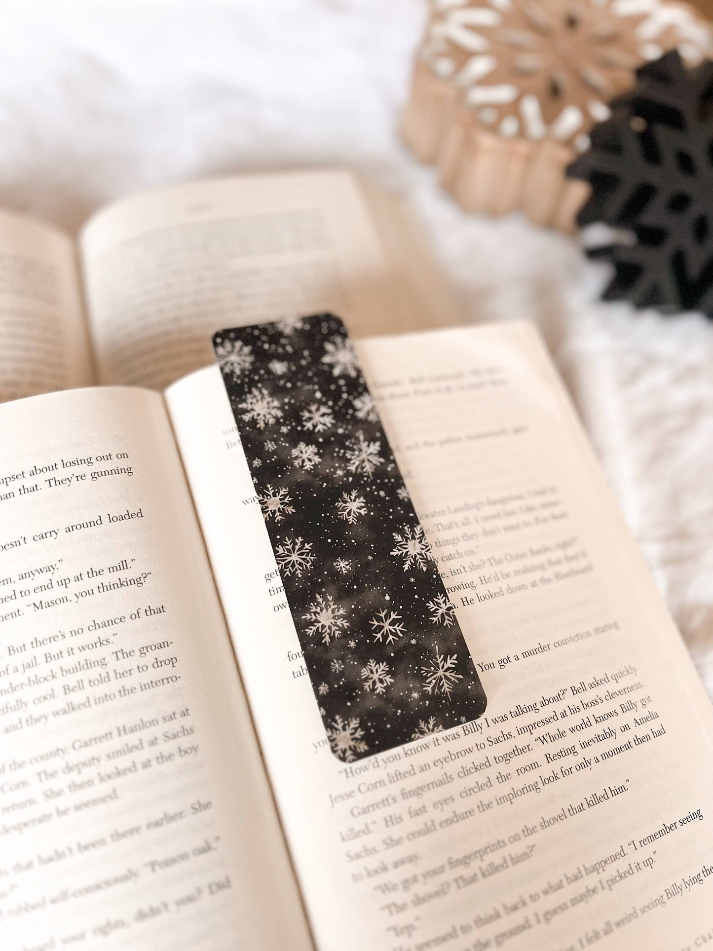 Dark Winter Bookmark Set, Neutral Winter: Black Snowflake / Soft Touch Matte