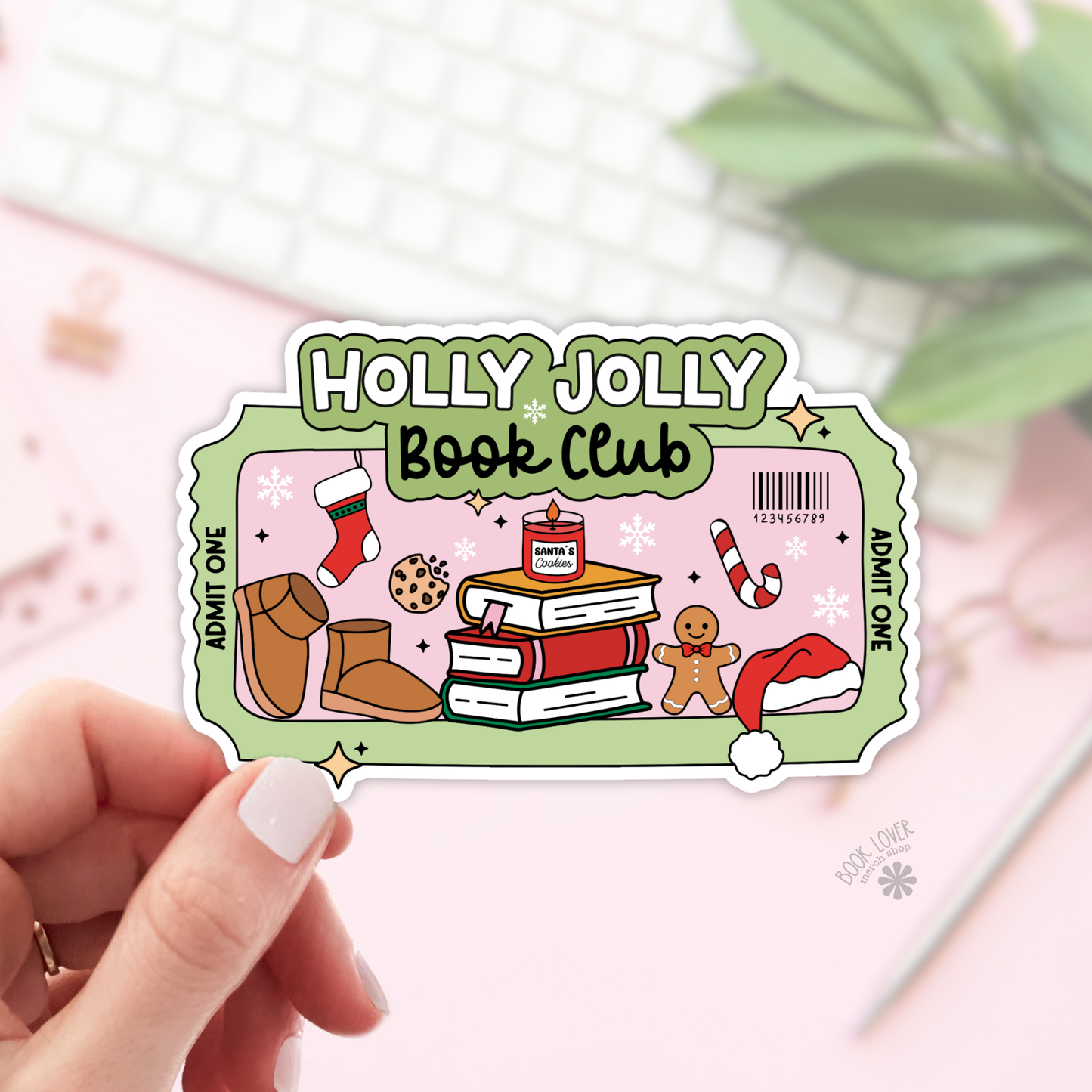 Holly Jolly Book Club Stickers / Christmas Bookish Stickers : 3''