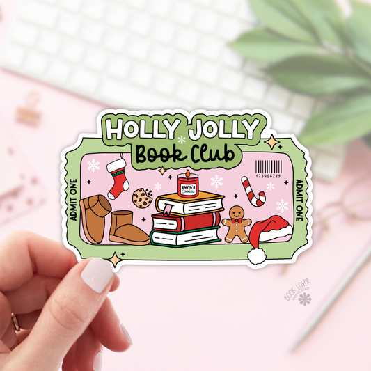 Holly Jolly Book Club Stickers / Christmas Bookish Stickers : 3''
