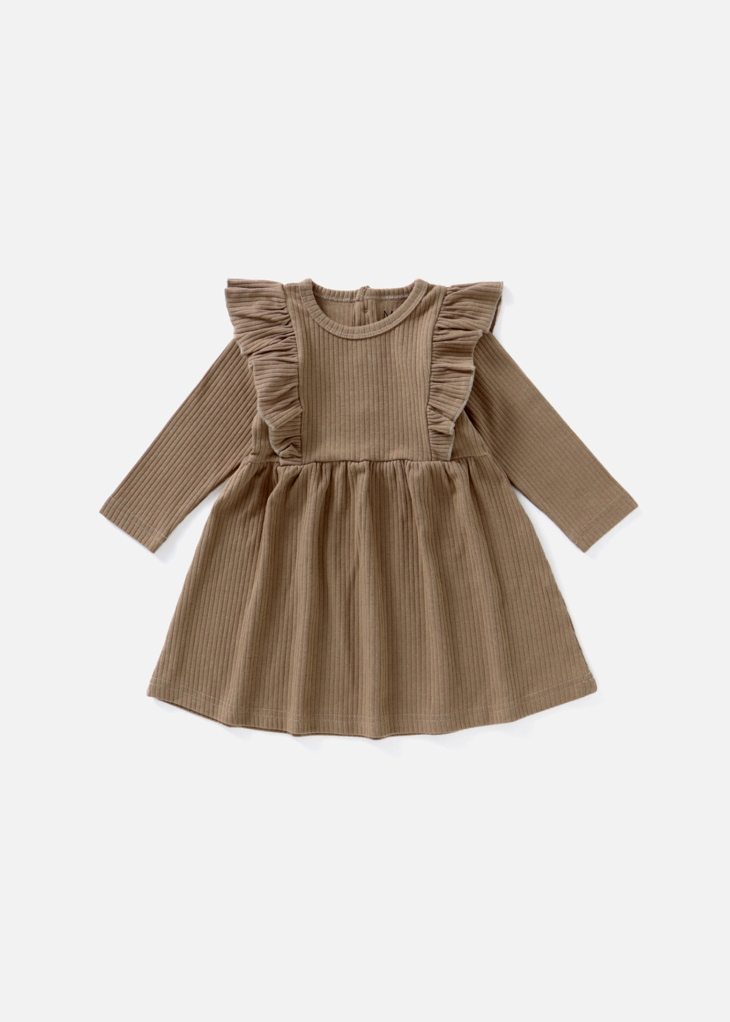 Ribbed Flutter Dress | Cappuccino
