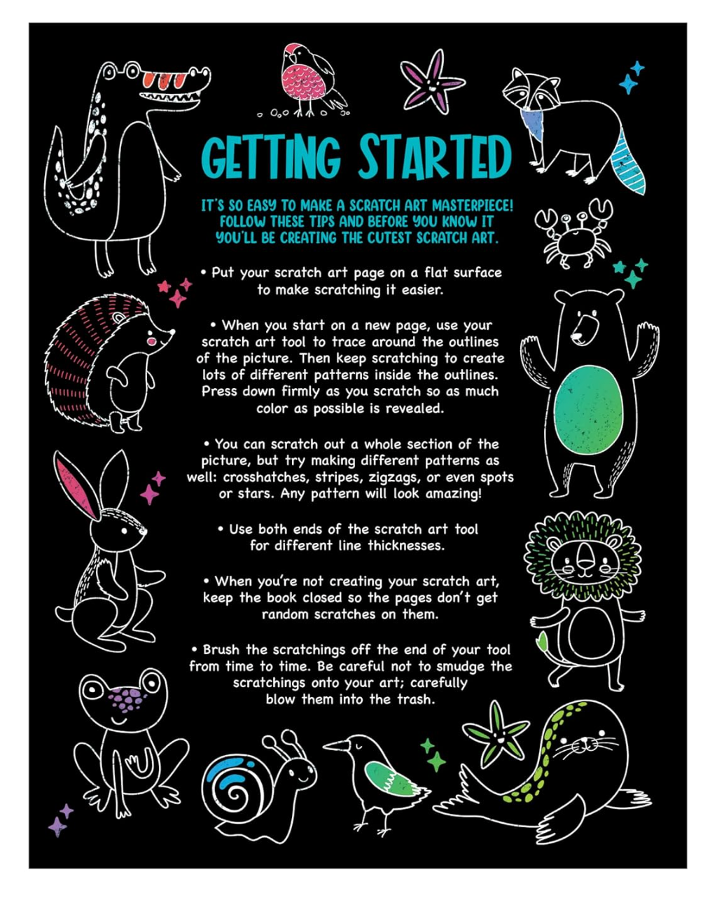 Animal Scratch Art, Fun Activities & Stickers Activity Pad