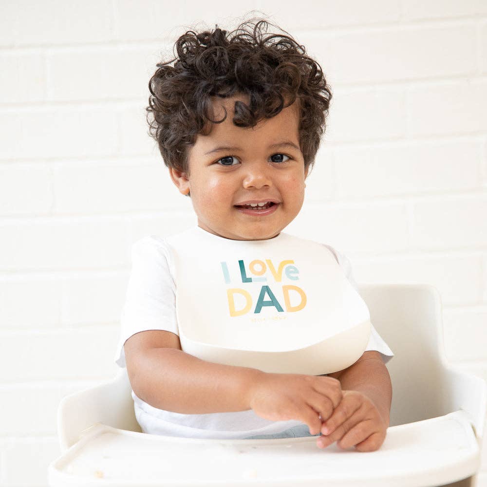 I Love Dad Wonder Bib: Off White