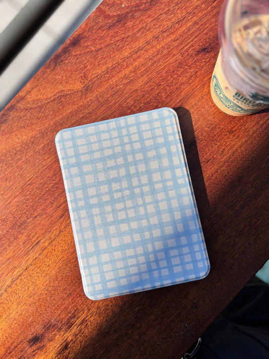 Soft Blue Gingham Kindle Case: Kindle Paperwhite 2024 12th Gen