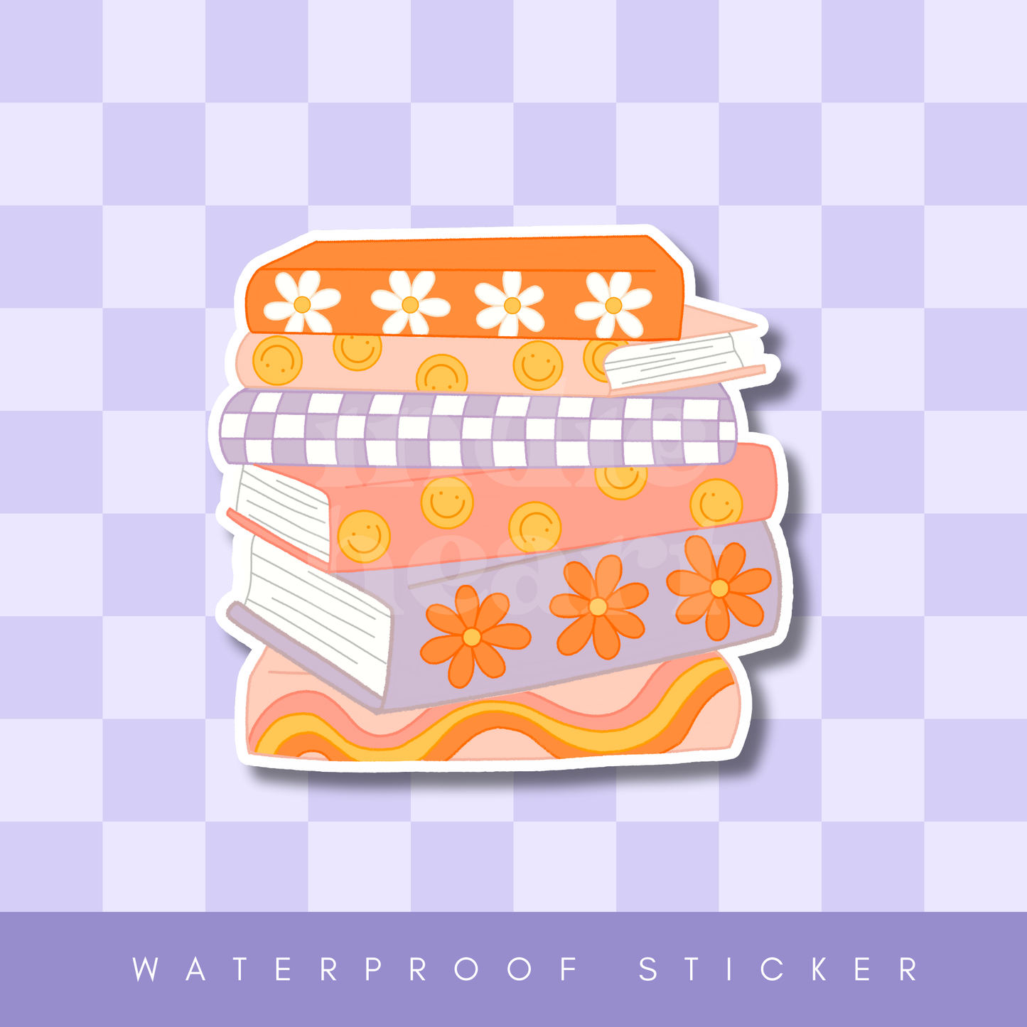 Retro Book Stack Sticker
