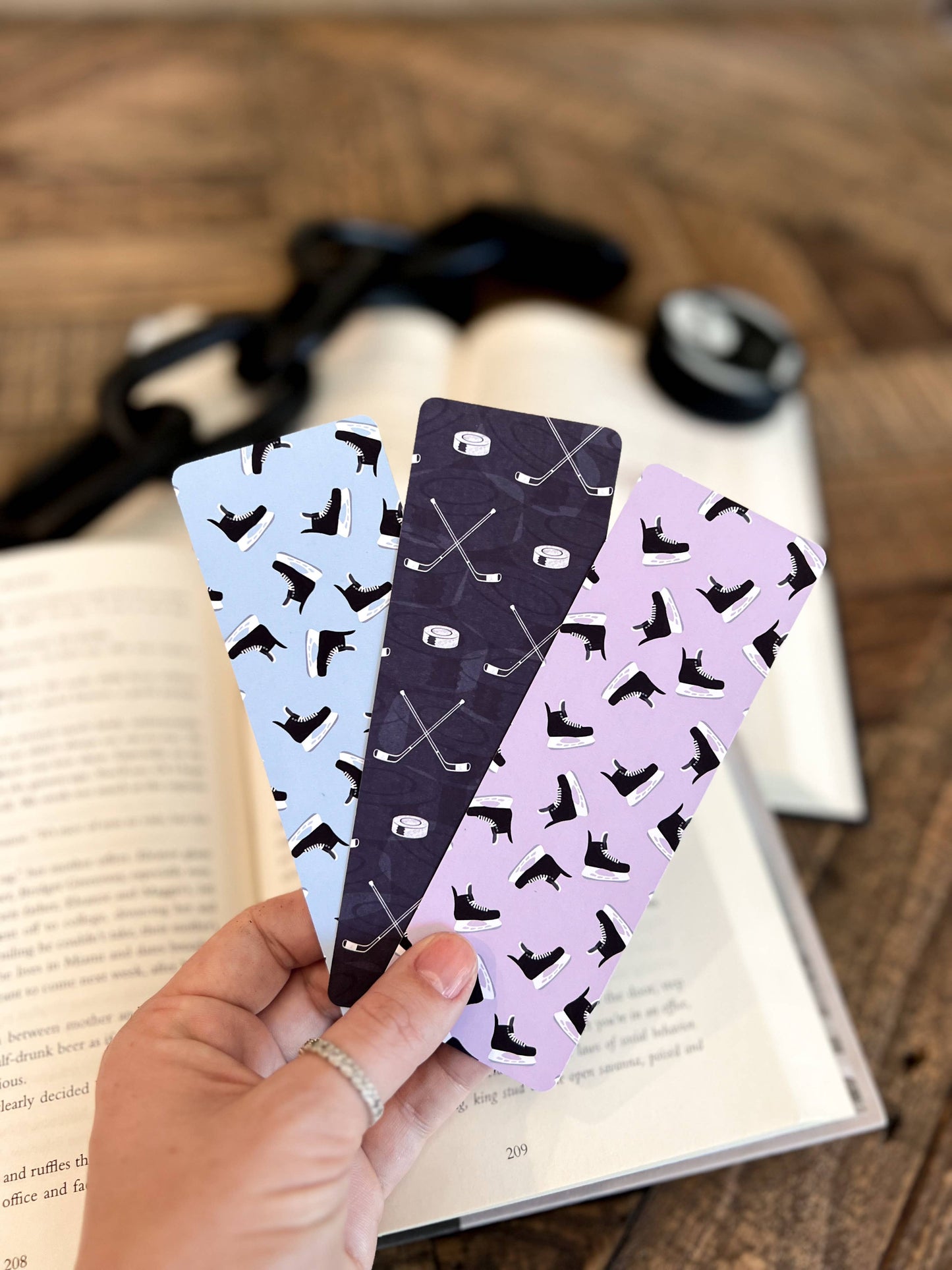 Hockey Bookmark Set, Hockey Romance, Hockey Book Club: Black / Soft Touch Matte