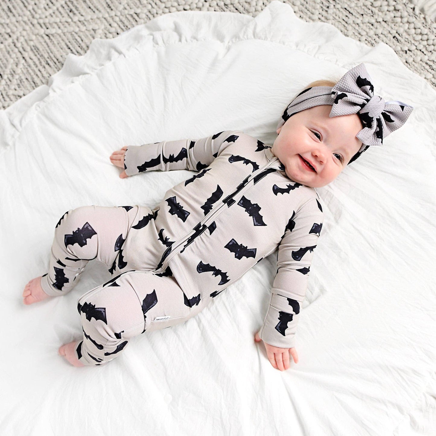 Vlad Gray Bats ZIP Bamboo Halloween Sleepies Little