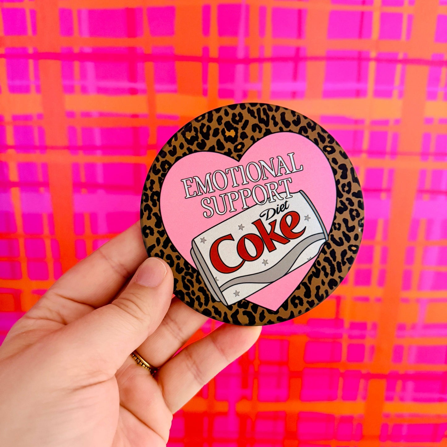 Ceramic Drink Coaster, Emotional Support Diet Coke: Stripes
