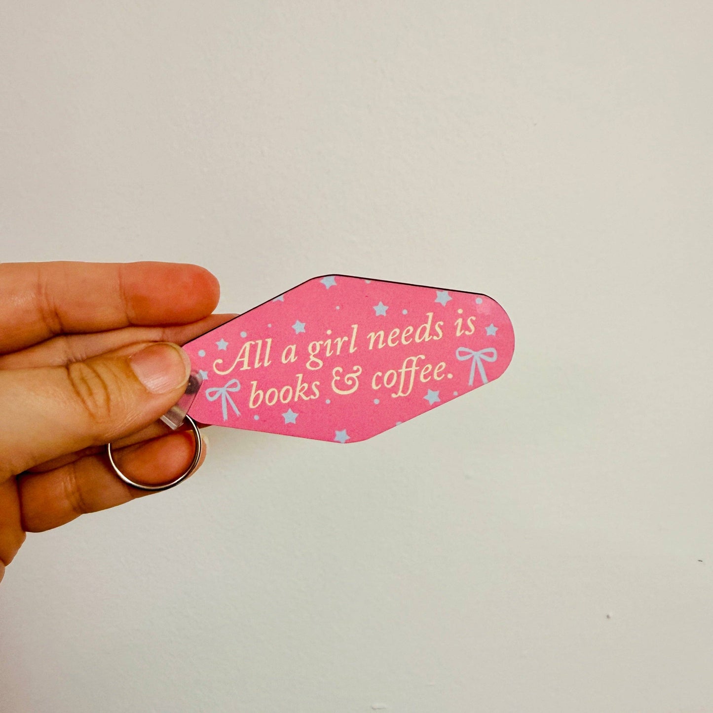 Motel Style Keychain, All A Girl Needs Is Books & Coffee