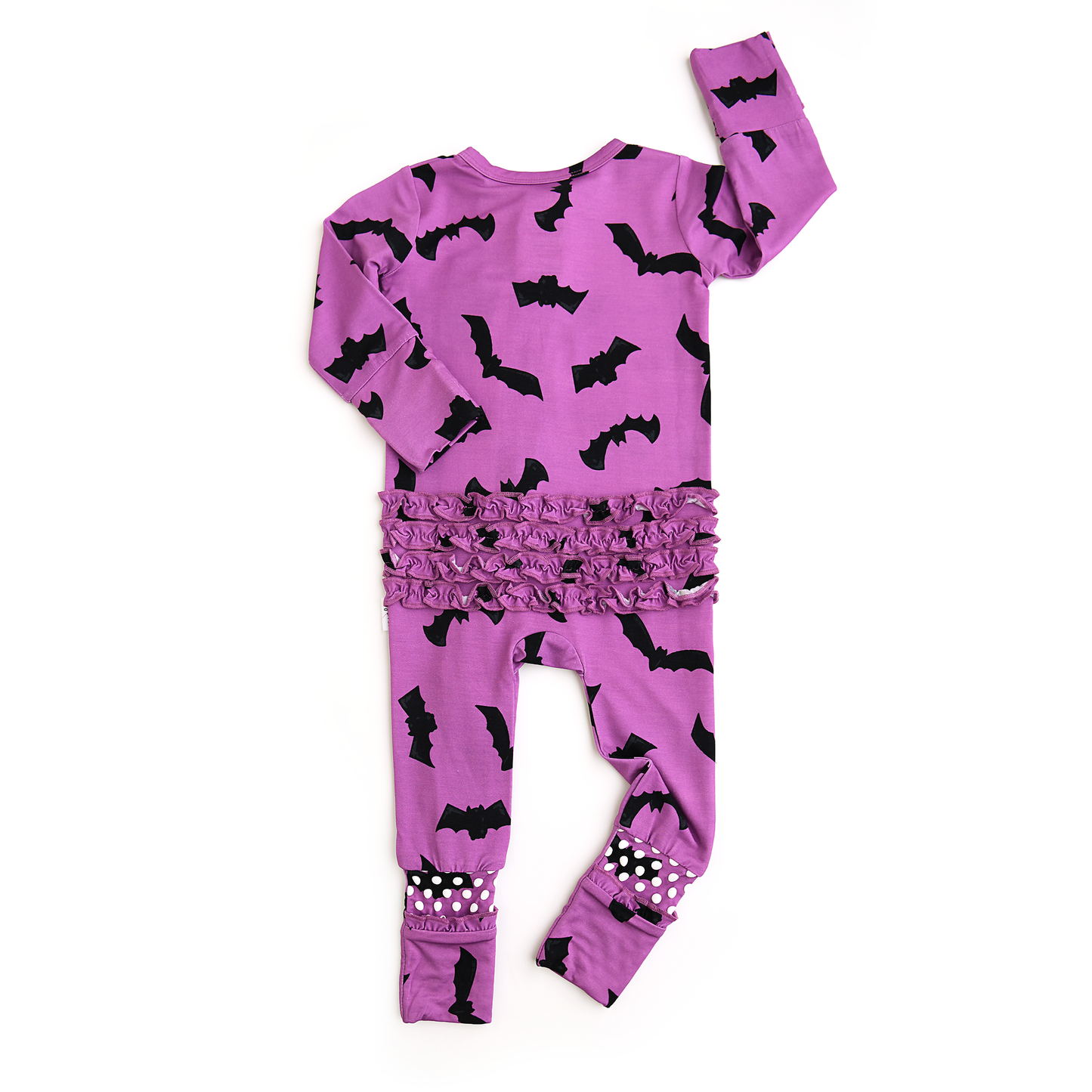 Echo Purple Bats RUFFLE ZIP Bamboo Halloween Baby Lounge Set