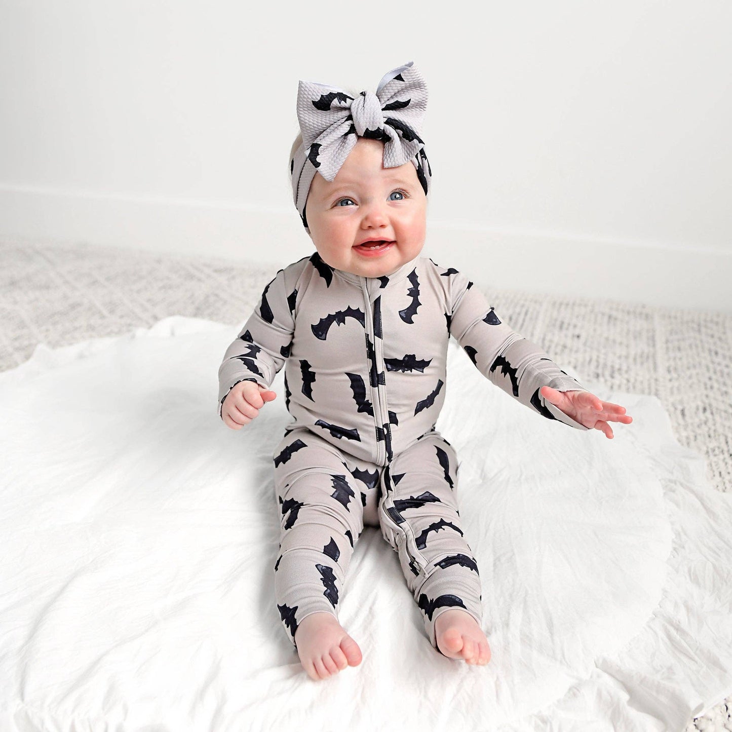 Vlad Gray Bats ZIP Bamboo Halloween Sleepies Little
