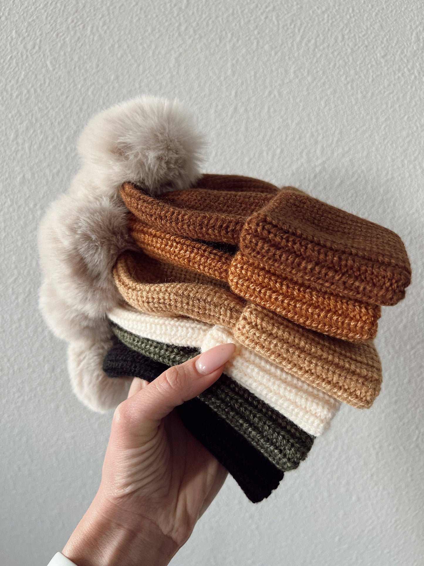 Rib Knit Fur Pom Hat, Rustic: 0 - 12 mo.