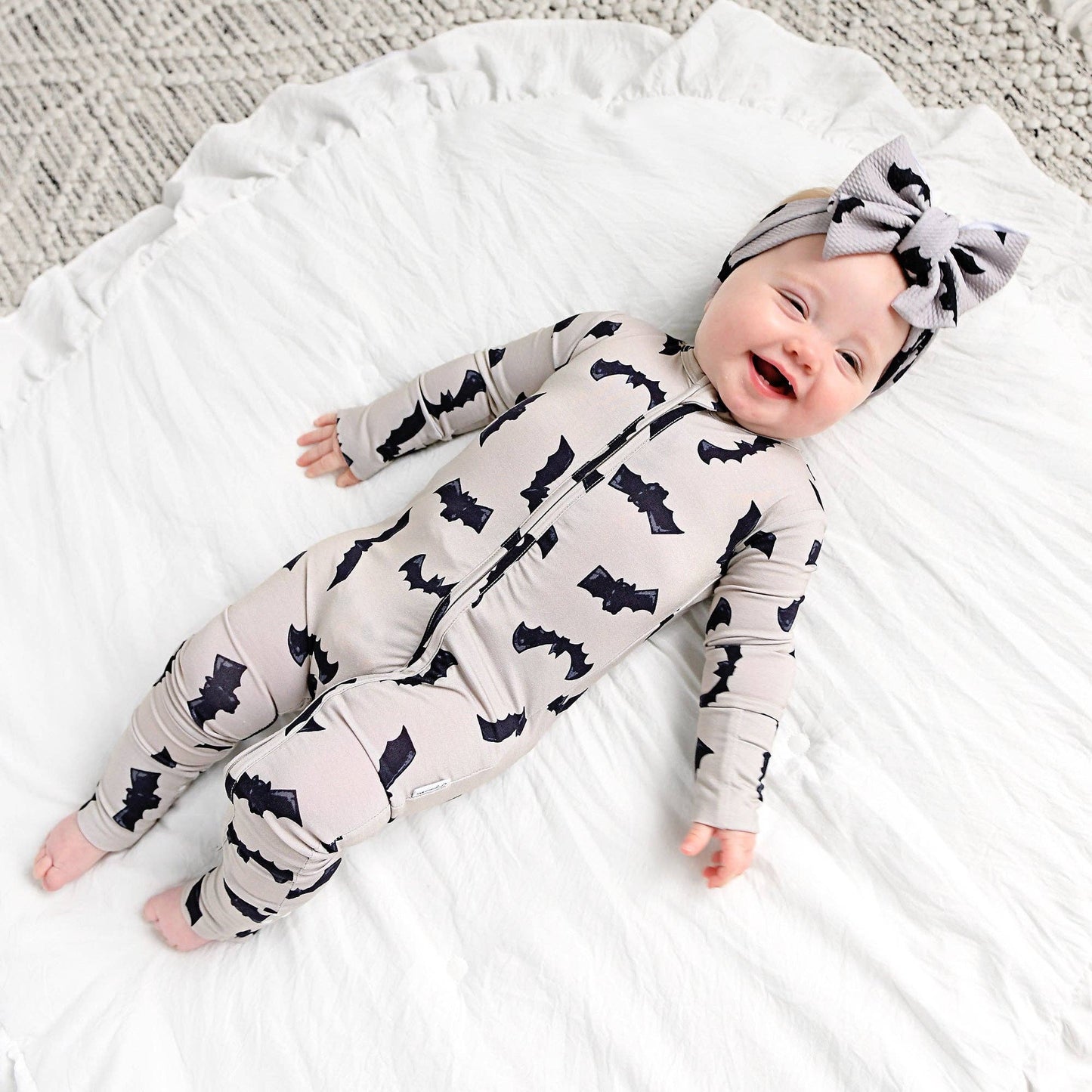 Vlad Gray Bats ZIP Bamboo Halloween Sleepies Little