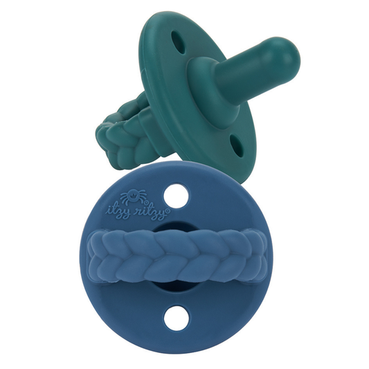 Sweetie Soother™ Pacifier Sets (2-pack): Deep Sea + Denim Braids