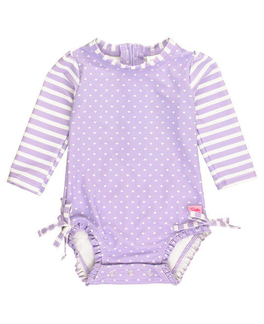 Lavender Heart Dot Long Sleeve One Piece