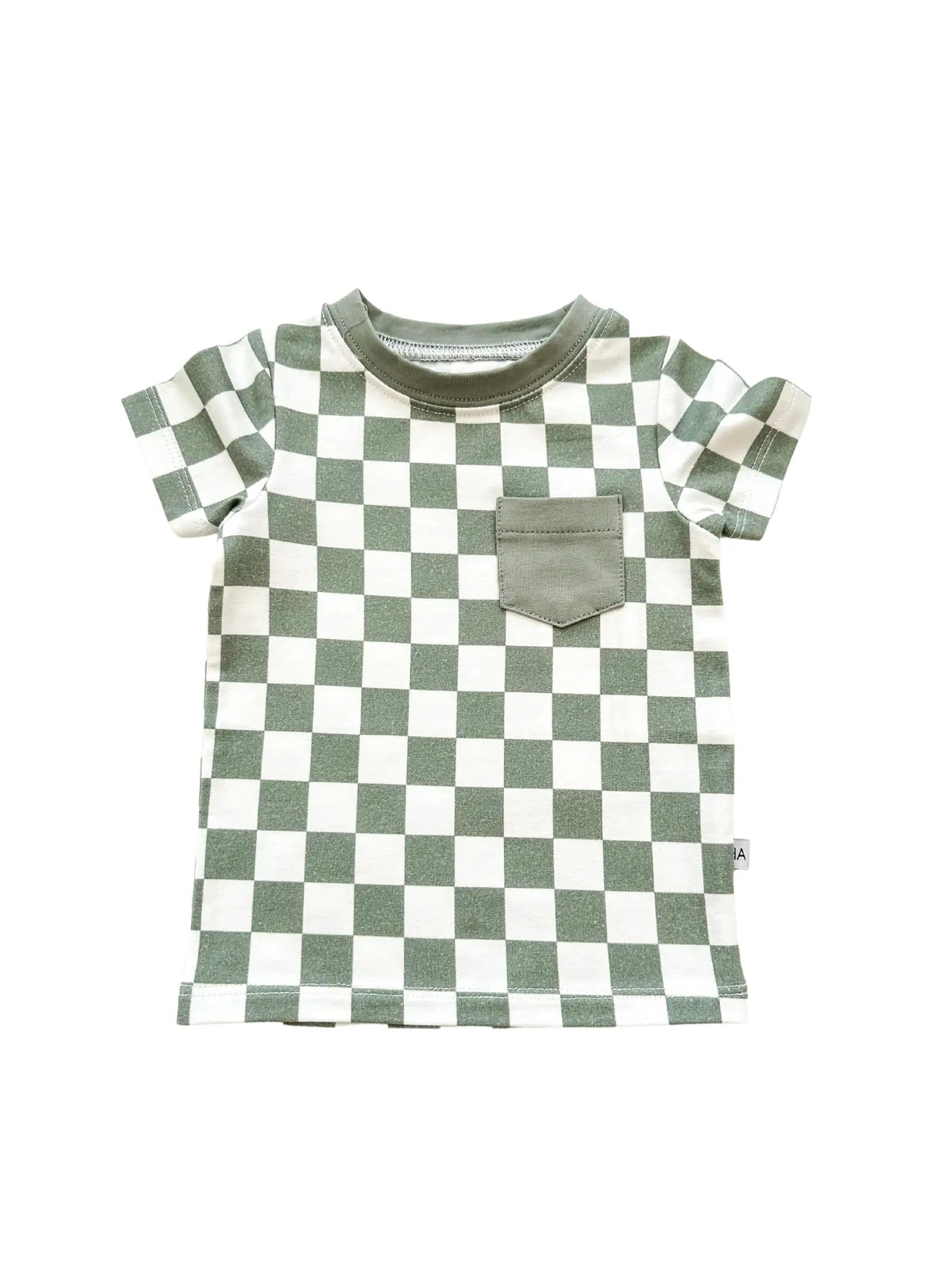 Organic Short Sleeve Shirt- Jade Checker